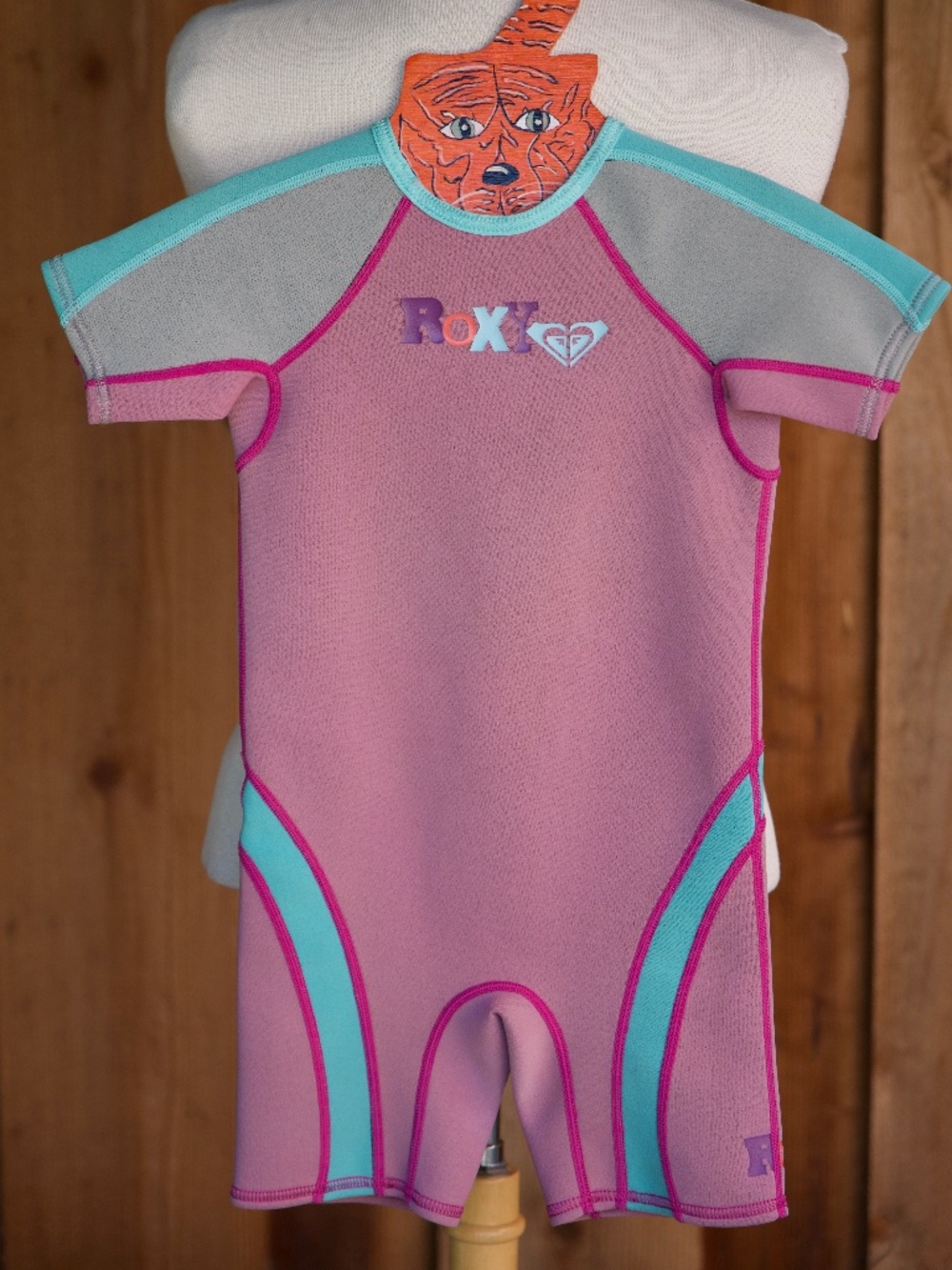 Roxy Pink & Teal Shorty Surfing Wetsuit Kid's 4Y-6Y
